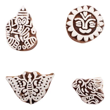 Set of 4 Piece New Mix Wooden Printing Blocks